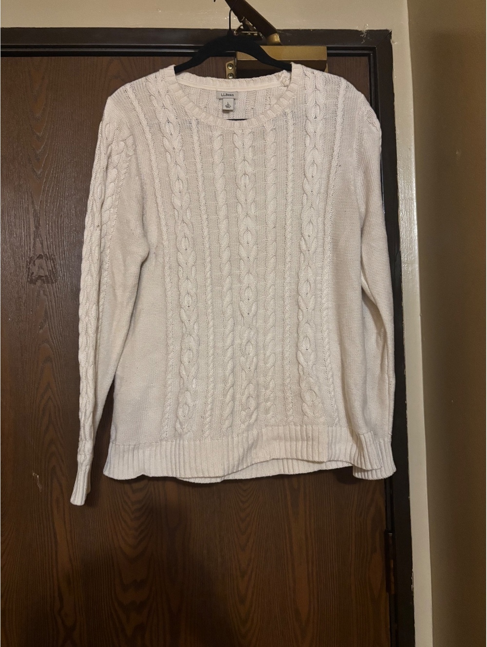 Vintage L.L. Bean white chunky cable knit sweater